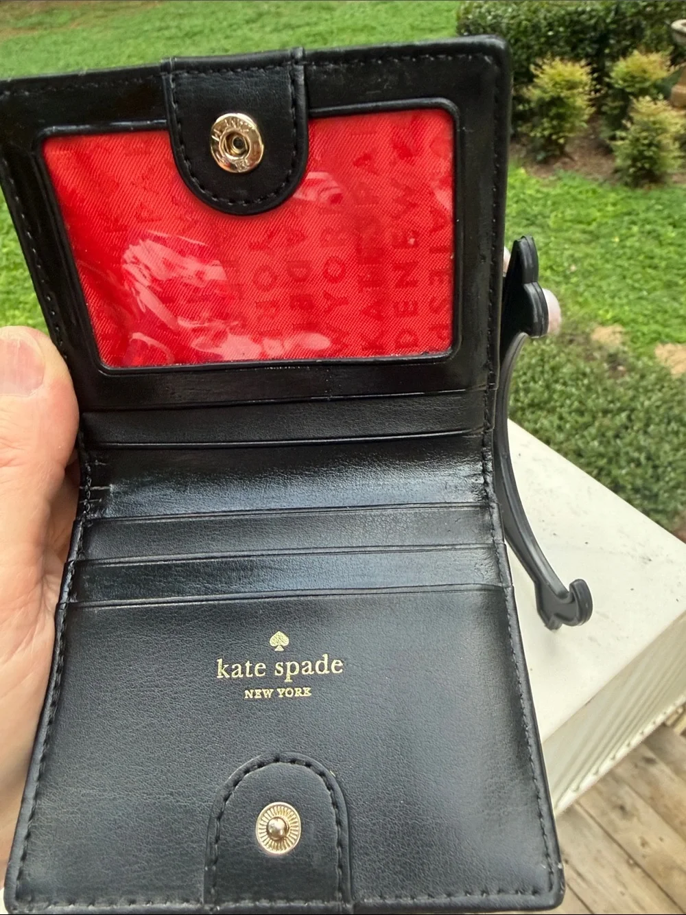 kate spade Black Patent Polka Dot Wallet with Cream Dots - Picture 7 of 16